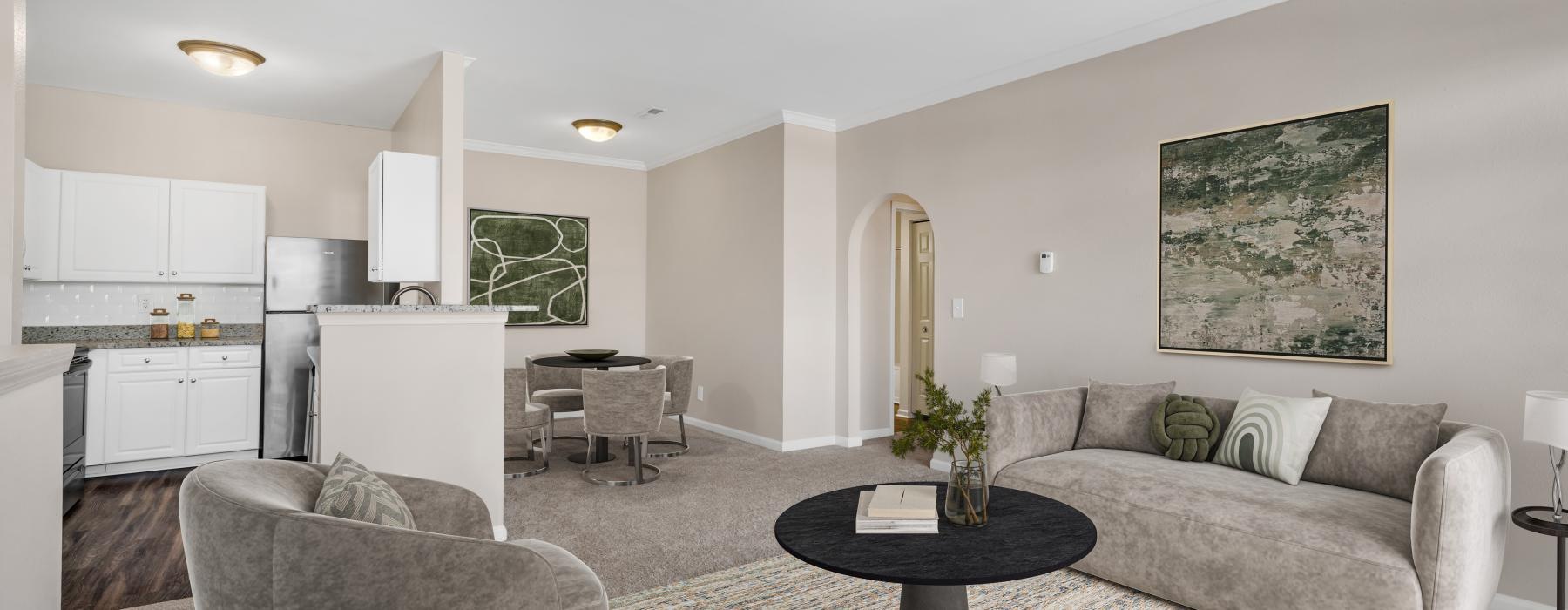 a living room with a couch and a coffee table